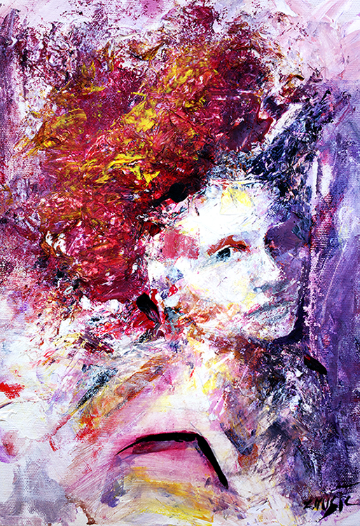abstract portrait, beautiful woman, contemporary art painting
